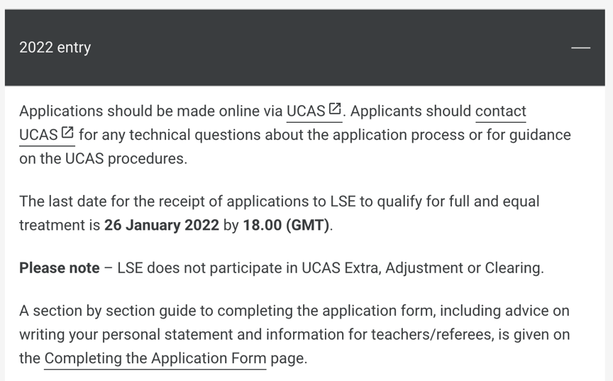 LSE2022本科申请具体时间线一览