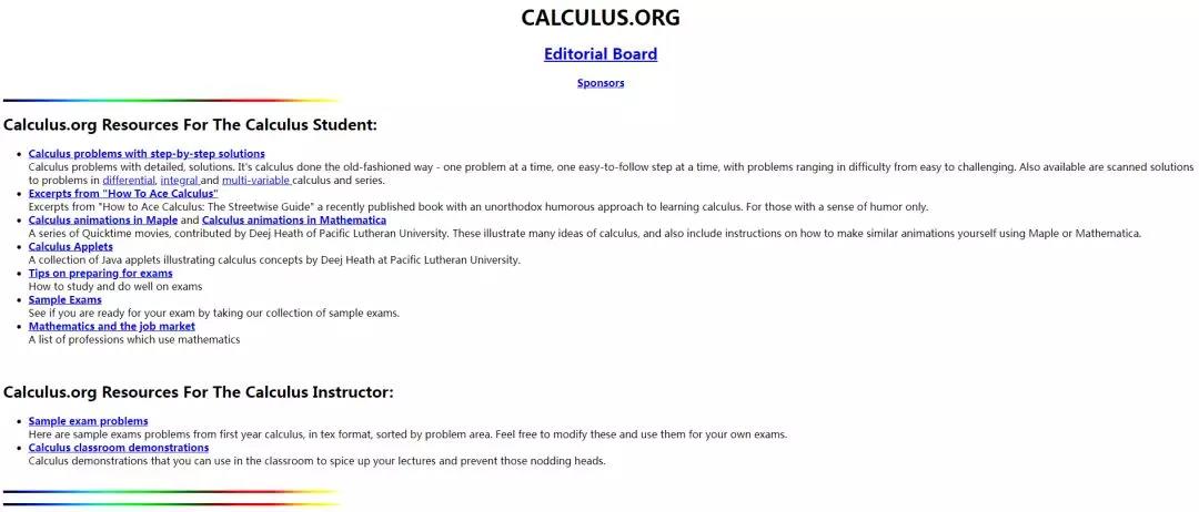 微积分网站网址：http://www.calculus.org
